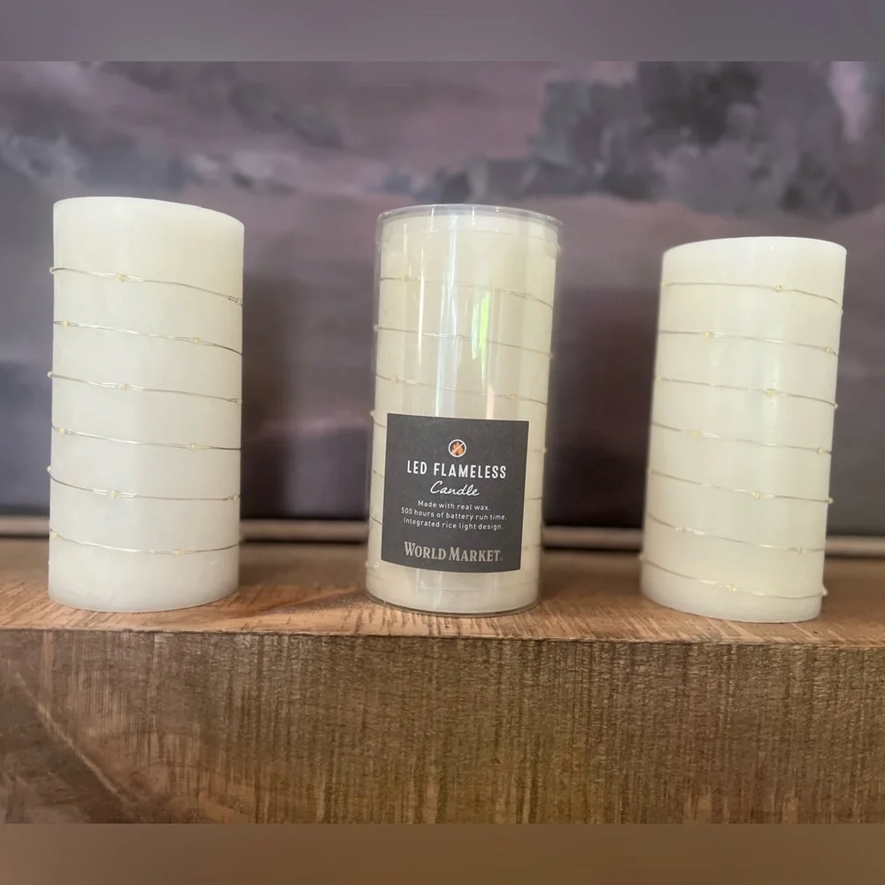 3 World Market LED Flameless Candle Rice Lights